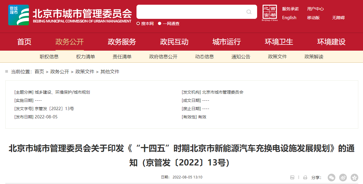 北京发布“十四五”时期新能源车充换电设施发展规划(图1)