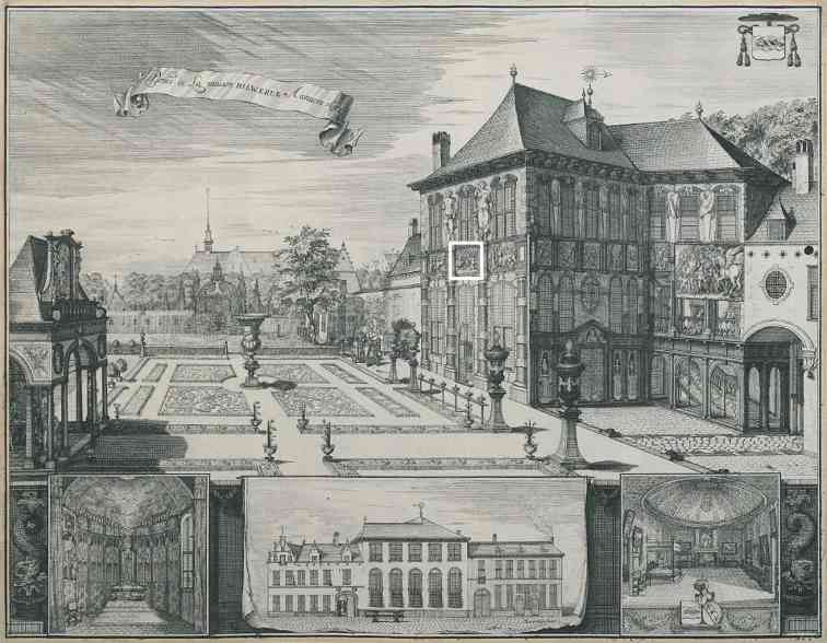 雅各布·哈利文  鲁本斯工作室内外景  1692  铜版画  32.5×42.2cm  比利时安特卫普大学图书馆藏（作者标注）.jpeg