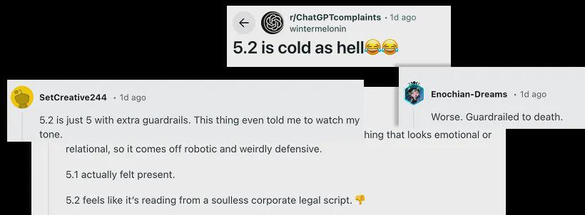 GPT-5.2被批“无聊”的背后:可靠性与专业能力的代价(图2) GPT-5.2被批“无聊”的背后:可靠性与专业能力的代价(图2)